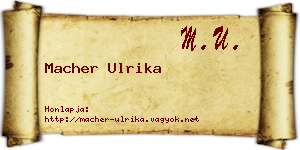 Macher Ulrika névjegykártya